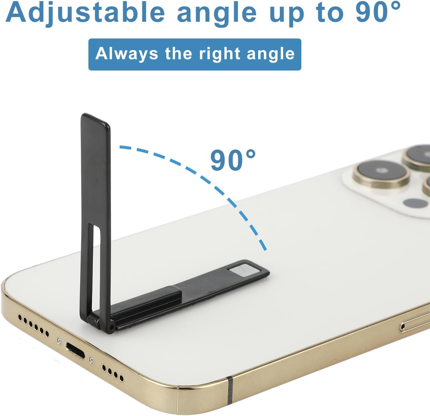 KolorFish Ultra Thin Mobile Phone Holder, Adjustable Angle Mini Alloy Kickstand Portable Phone Stand Foldable Horizontal/Vertical Desk Stand Holder