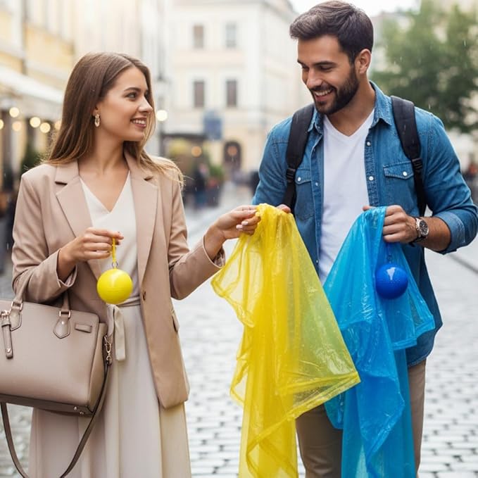 (MS) Ball Raincoat Emergency Rain Poncho, Disposable Waterproof Raincoats Compact & Lightweight | Unisex Free Size for Travel, Camping, Hiking & Outdoor Multicolor [Pack Of 1]