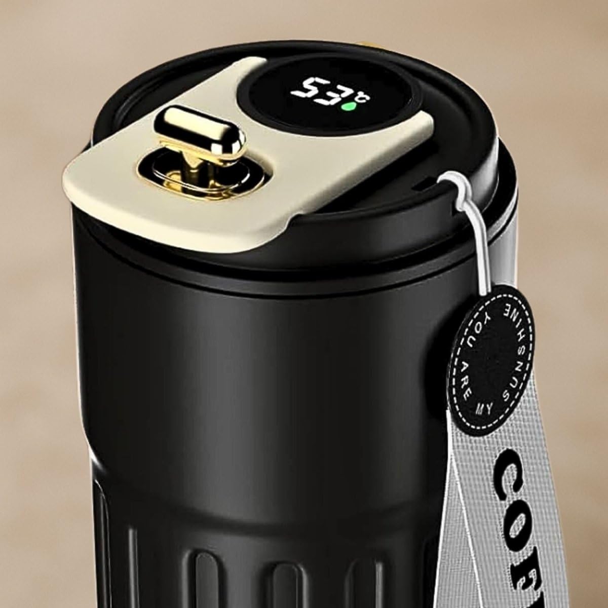 DailyAlley Insulated Coffee Mug with LED Temperature Display | 400ml Stainless Steel Vacuum Travel Mug with Leakproof Lid | Reusable Hot & Cold Thermos Tumbler for Office, Car & Outdoor Use (Black)