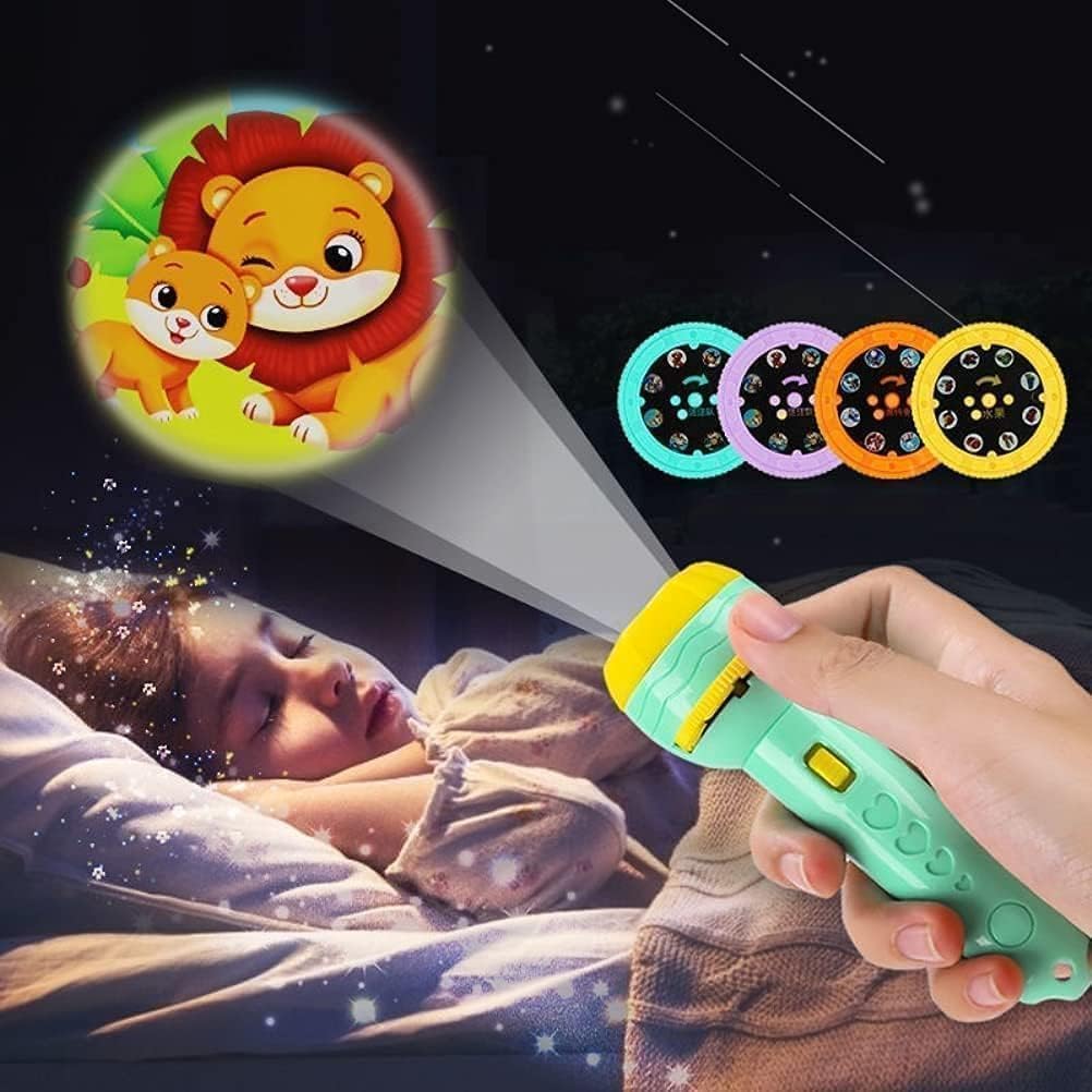 LISHER 6 Slides 48 Patterns Mini Projector Torch Toy Slide Flash Light Projector Toys Torch for Kids Lamp Education Learning Night Light Before Going to Bed(Random Slides), Multicolor