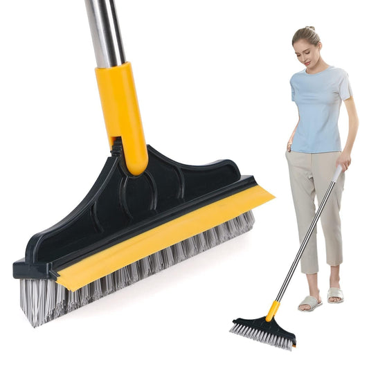 uptronic Stainless Steel Bathroom Cleaning Brush with Wiper Upgraded 2 in 1 Toilet Brush Bathroom Brush with Long Handle 120° Rotate Bathroom Floor Cleaning Brush Bathroom Cleaning Accessories (Green)