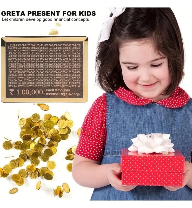 JELVI Wooden Piggy Bank for Kids & Adults, Coin Box with Carved Design,Savings Box,Money Bank Mini Bank,Donation Box,Smart Money Box,Wooden Coin Box, Money Saver, Money Bank Piggy Bank with Numbers