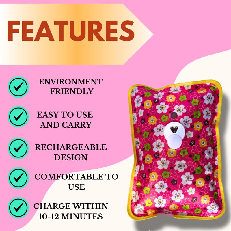 Electric Hot Water Bag For Pain Relief Therapy (Multicolor) Pack of 1