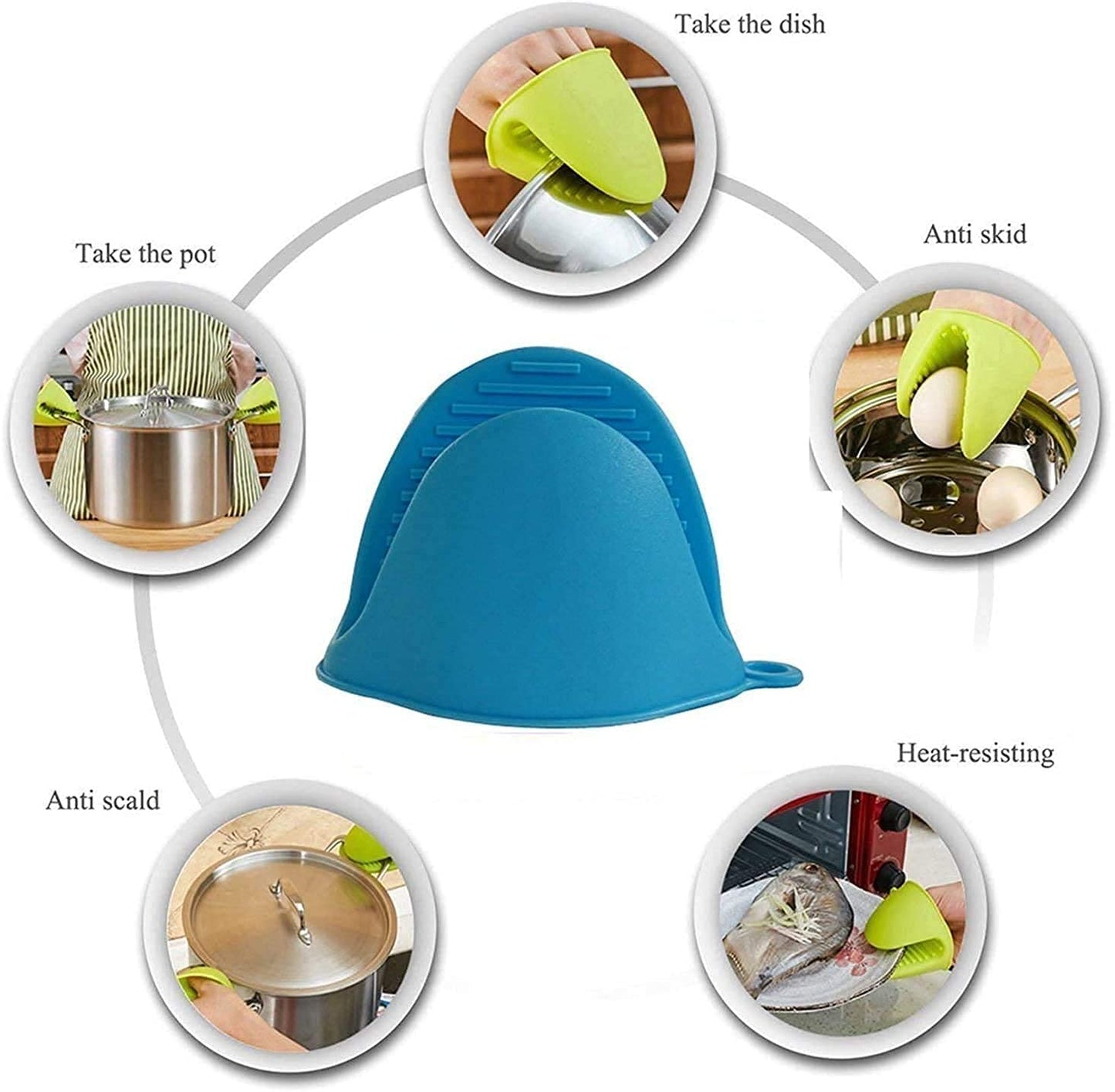 CELLEBII® Silicone Mini Microwave Oven Mitts Gloves, Baking Hand Gloves, Cooking Pinch Grips, Kitchen Heat Hot Handle Holder