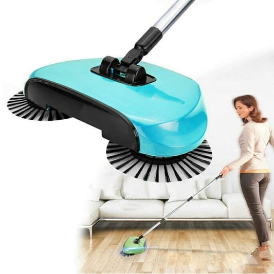 DGOOLS Rotating Brush Spin Hand Push Broom Sweeper Dust Collector Floor Surface Cleaning Mop