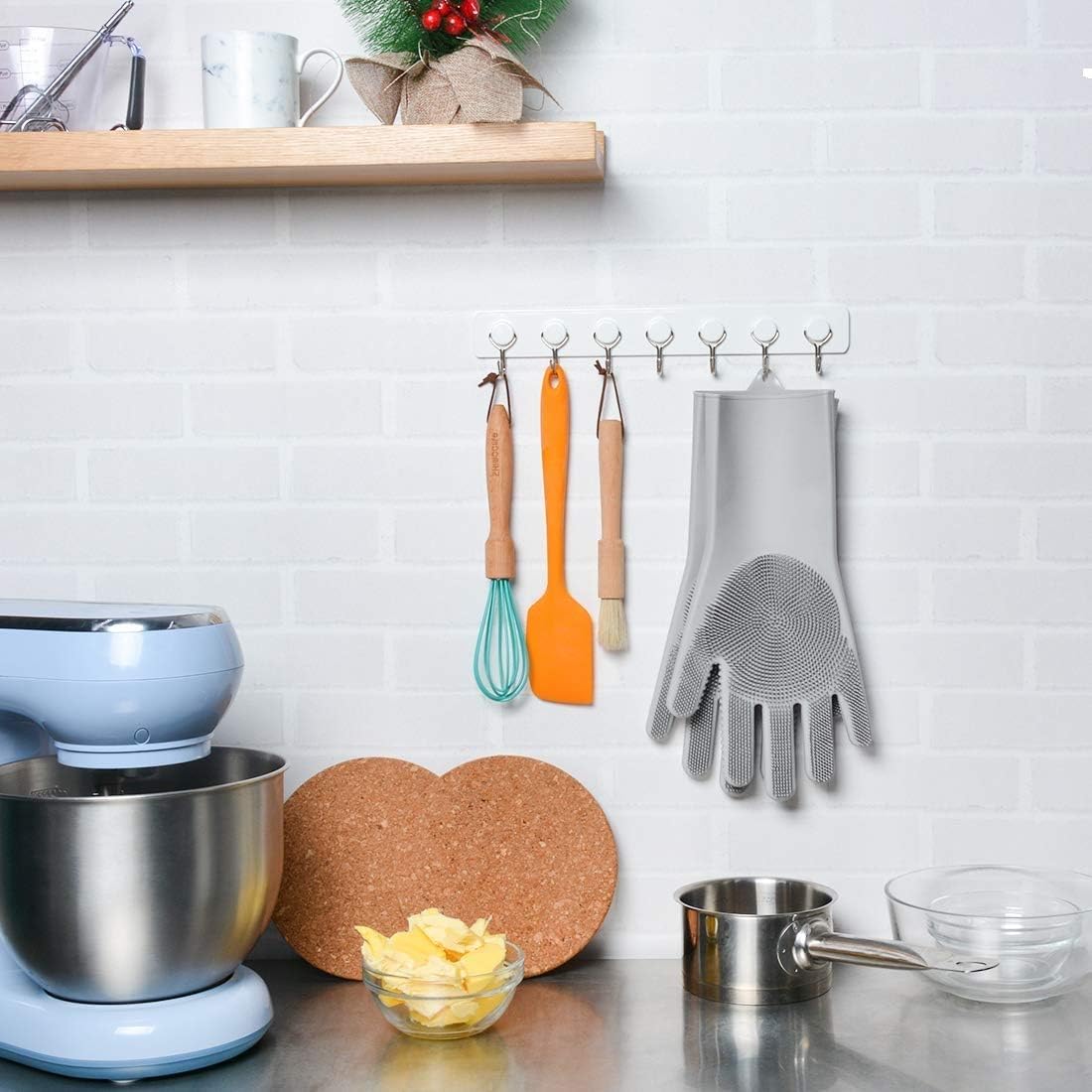 Aim Emporium Silicone Dish Washing Gloves, Silicon Cleaning Gloves, Silicon Hand Gloves for Kitchen Dishwashing and Pet Grooming, Great for Washing Dish, Car, Bathroom.