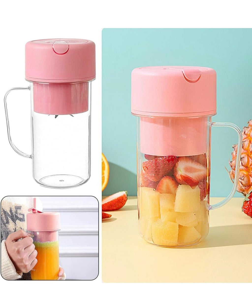 ATOOZED Portable Smoothie Juicer | USB Rechargeable Electric Juicer Cup with Straw | Wireless Travel Blender for Smoothies, Juices, and Outdoor Use | Lightweight & Convenient