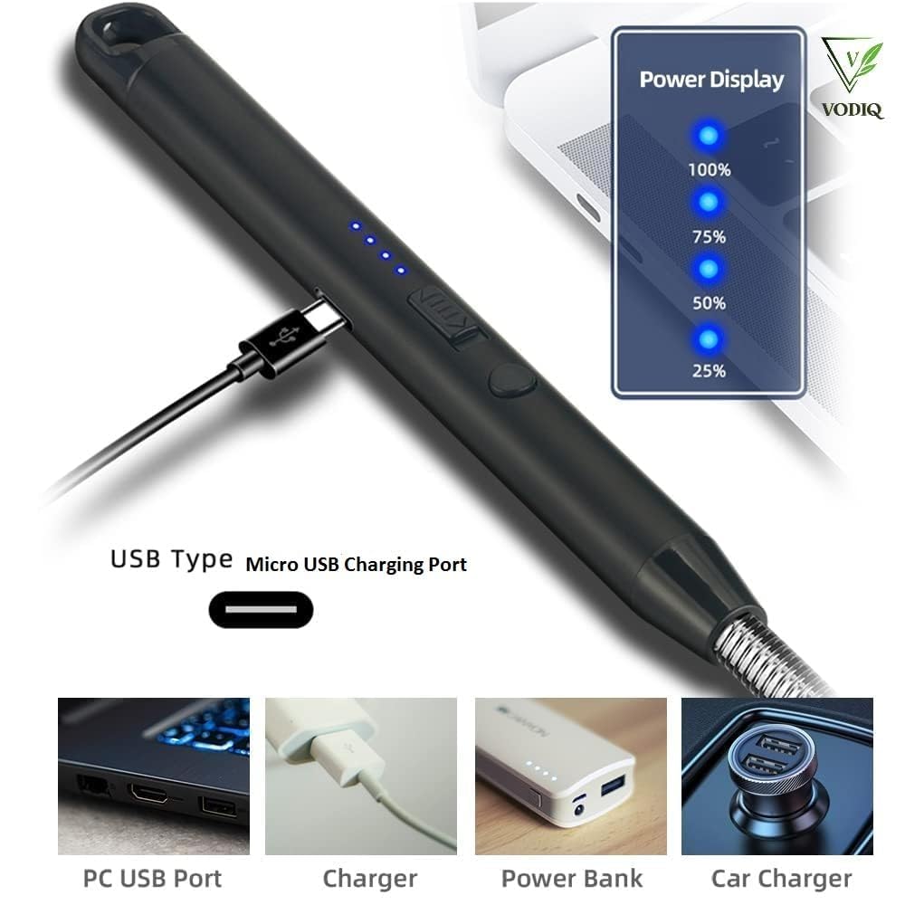 McFarlane Electric Rechargeable Plasma Gas Lighter for Kitchen, Lighter for Gas Stove, Candles, Pooja, C-Type USB, Kitchen Tools, Multi Purpose -360° Flexible & Windproof (May Vary)