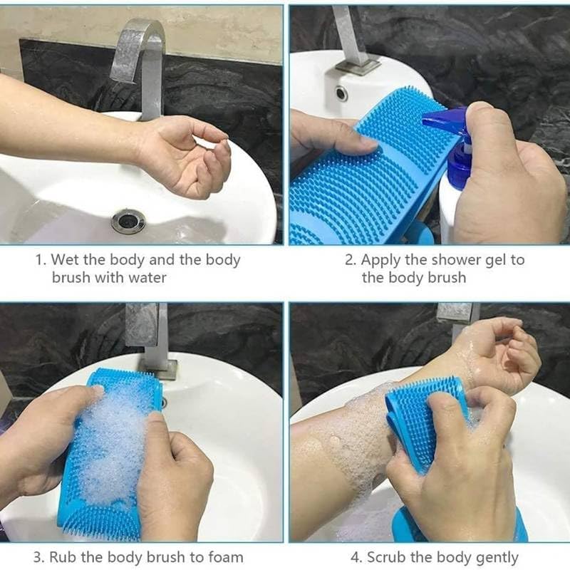 FIGMENT Soft Silicone Bath Body Brush For Men and Women, Deep Nourishing Cleansing, Exfoliation, Dirt Removal, BPA-Free, Back Scrubber, Lather Boosting Bristles, No-Slip Grip, Multicolor (Standard)