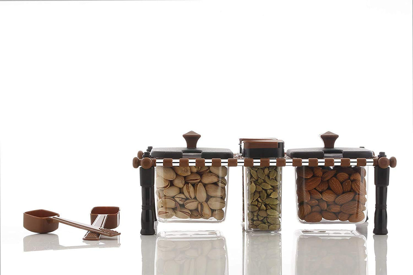 Unican Coddle Traditional Indian Cot Type Plastic Spice and Pickle Container CharPai Set Kitchen Utensil Salt and Pepper Set for Dining Table