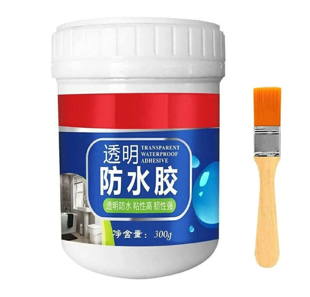 feedfire Waterproof Adhesive Glue, 300gm, with Brush, Transparent, for Roof Leakage, Crack Seal, Water Leakage Solution, Waterproofing for Pipe, Wall, Tiles (PACK OF 1)