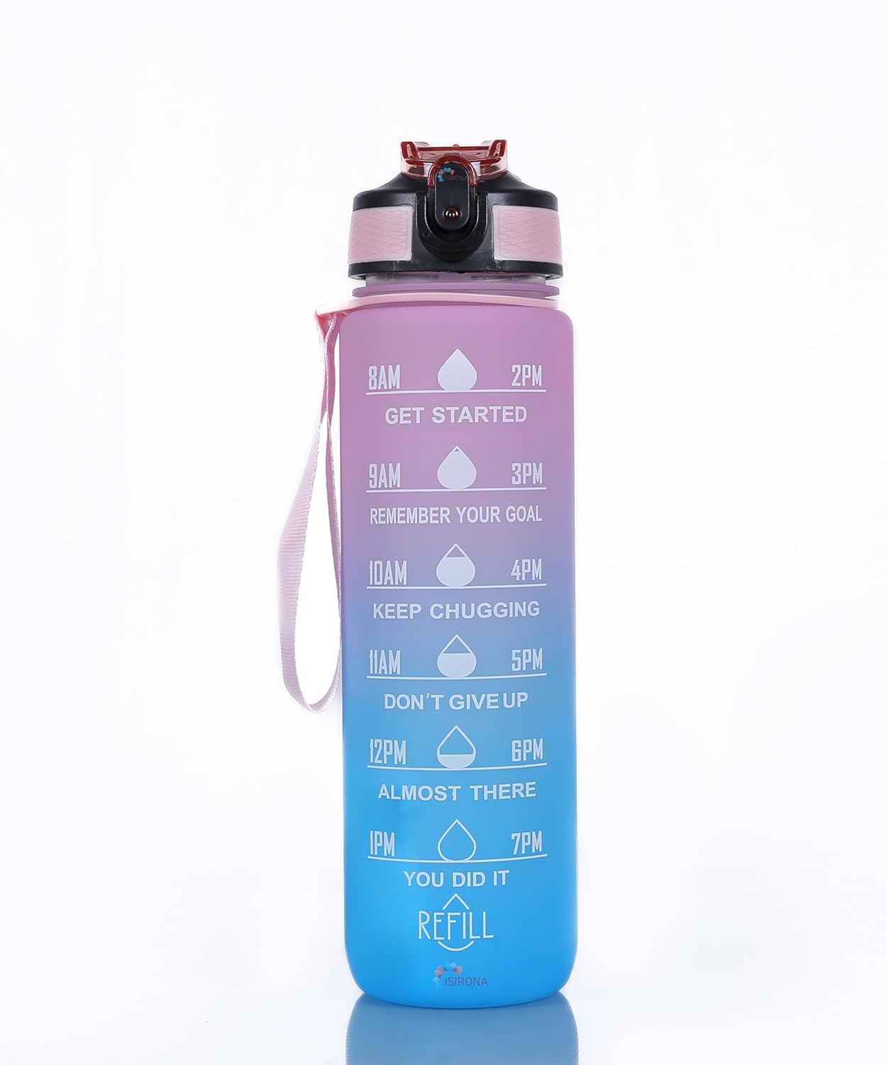 Motivational Water Bottle 1-L Sipper Bottle For Adults With Time Measurement BPA Free Non-Toxic Water bottle for |office|school|collEge|gym-1L PINK COLOR, Plastic