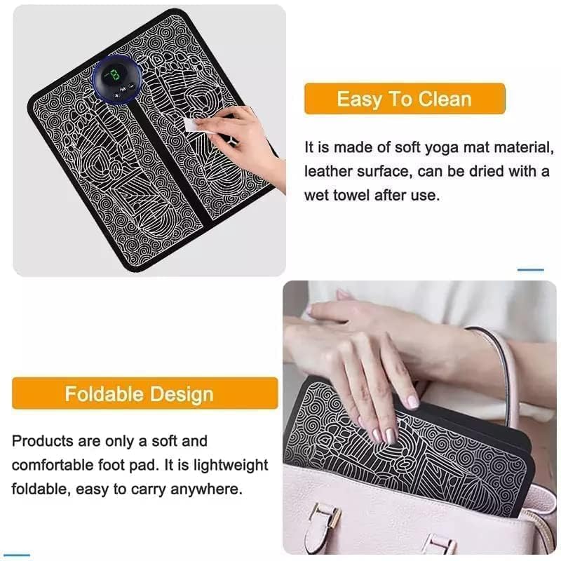 ROTONIVA (Combo) Foot Massager Pain Relief Wireless Electric EMS Massage Machine,Rechargeable Portable Folding Automatic with 8 Mode19 Intensity for Legs,Body,Hand Therapy New Model-2025 (NAVY BLUE)