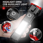 DRAWBRIDGE 1 pc Torch Light,LED 3W Torch Light Rechargeable Torch Flashlight,Long Distance Beam Range Car Rescue Torch with Hammer Window Glass and Seat Belt Cutter Built Portable Rechargeable
