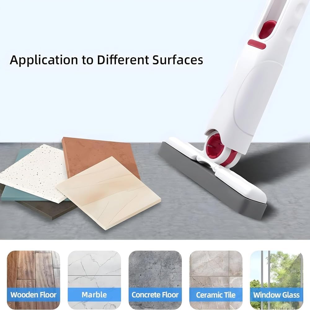 Qonetic Mini Mop for Kitchen with Sponges Portable Self Squeeze Strong Absorbent Magic Wiper for Kitchen Small Sponge Mop Self Squeezing Wet & Dry Use for Bathroom Wall Glass Car Table Home
