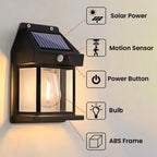 Btag Sun-Powered Wall Light Outdoor with Motion Sensor – Waterproof Exterior LED Sconce Lamp, Auto Charging Security Light for Porch, Patio, Garden, Pathway & Yard Lighting. PO1 (SL002_Warm Yellow)