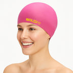 Boldfit Swimming Cap for Men Silicone Swimming Caps for Women Unisex Swim Cap for Boys Girls & Kids Swimming Cap for Women Super Elastic Training Swim Caps for Men Silicone Head Cap Easy Fit - ROSEO