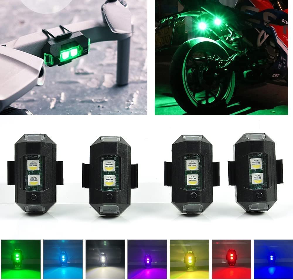 7 Colors LED Aircraft Strobe Lights & USB Charging,LED Aircraft Strobe Lights for Motorcycles,6.5g/0.014lb Lightweight Signal Light Compatible with All Models of Drones (2 Pcs)