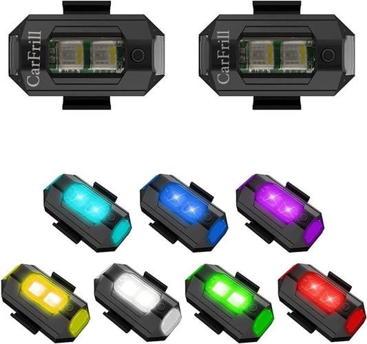 7 Colors LED Aircraft Strobe Lights & USB Charging,LED Aircraft Strobe Lights for Motorcycles,6.5g/0.014lb Lightweight Signal Light Compatible with All Models of Drones (2 Pcs)