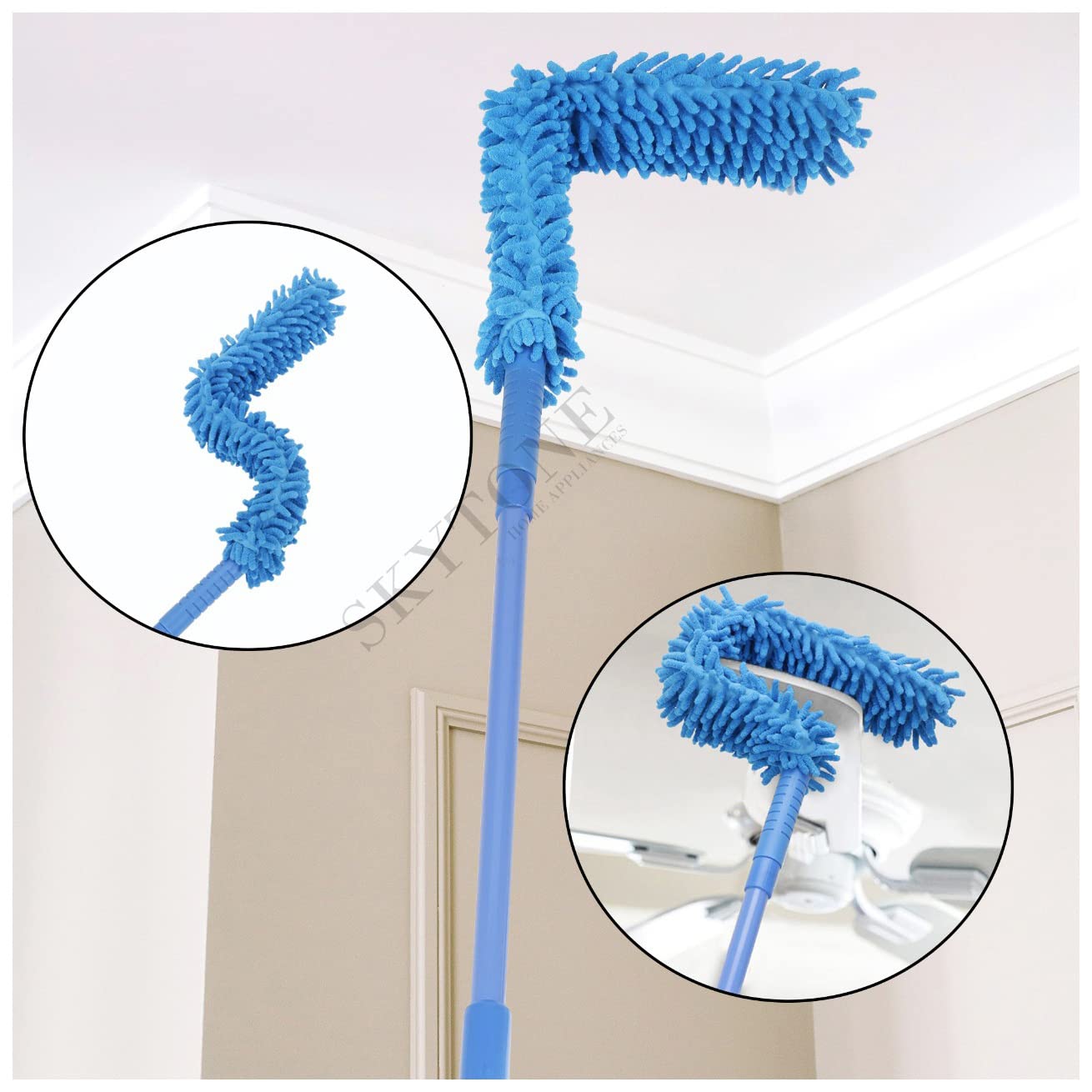 SKYTONE Flexible Fan Cleaning Duster for Multi-Purpose Cleaning of Home, Kitchen, Car, Office with Long Rod