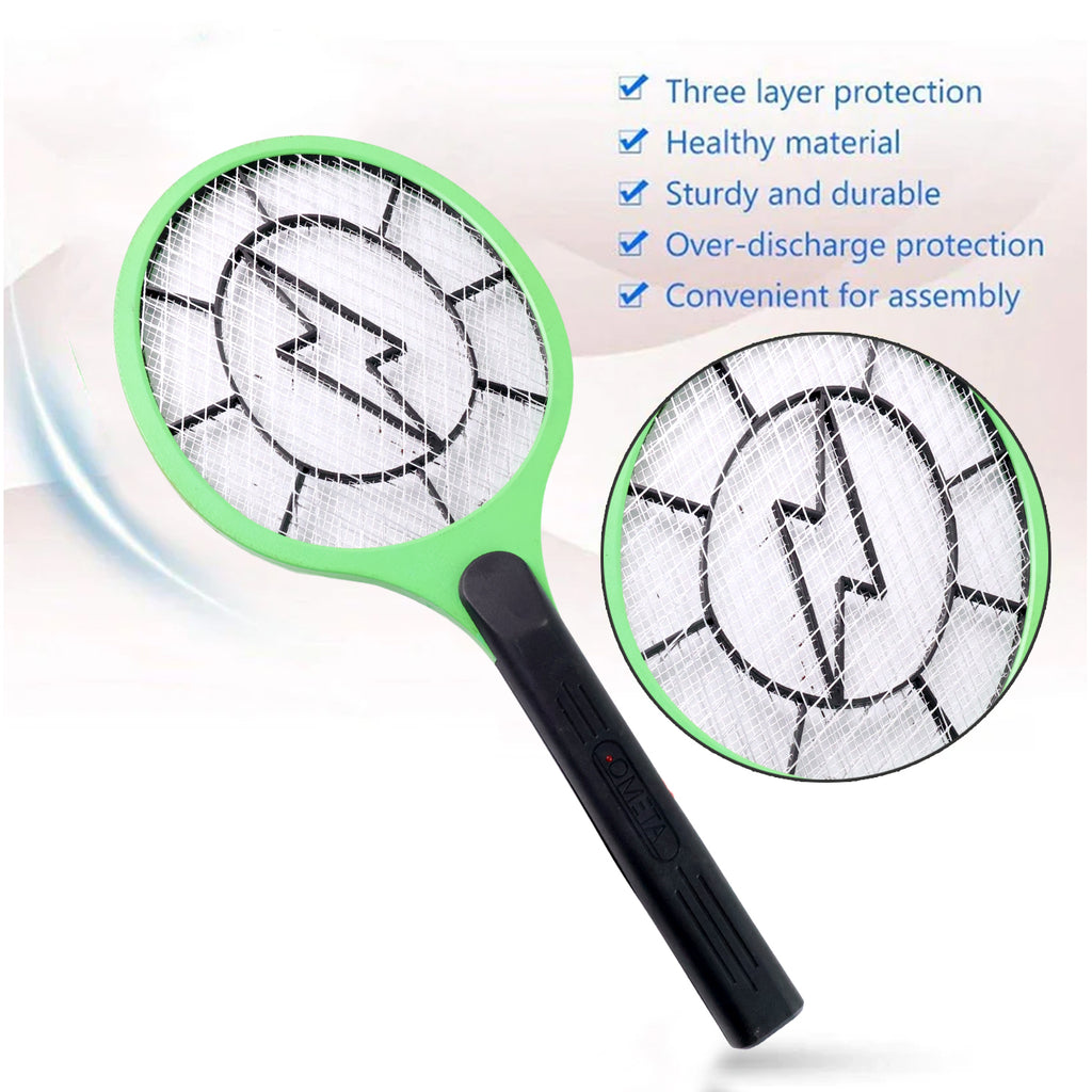 Green Rechargeable Electric Mosquito Killer Racket With Cable