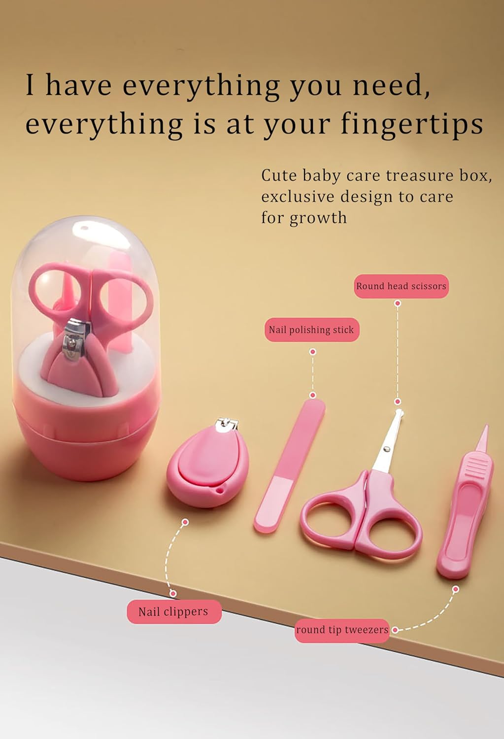 SYGA Baby, Infant and Toddler Pink Grooming Kit with Scissors - The Best Unique Baby Shower Gift for Girls and Boys