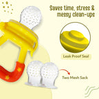 LuvLap Silicone Food/Fruit Nibbler with Extra Mesh, Soft Pacifier/Feeder, Teether for Infant Baby, Infant, Joystar Yellow, BPA Free