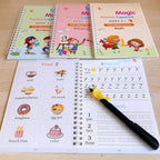 Eclet Magic Book for Kids, Sank Magic Practice Copybook, (4 Book+10 Refill+1 Pen+1 Grip) Number Tracing Book for Pre-Schoolers with Pen, Magic Calligraphy Copybook Set Writing Tool for Kids(F)