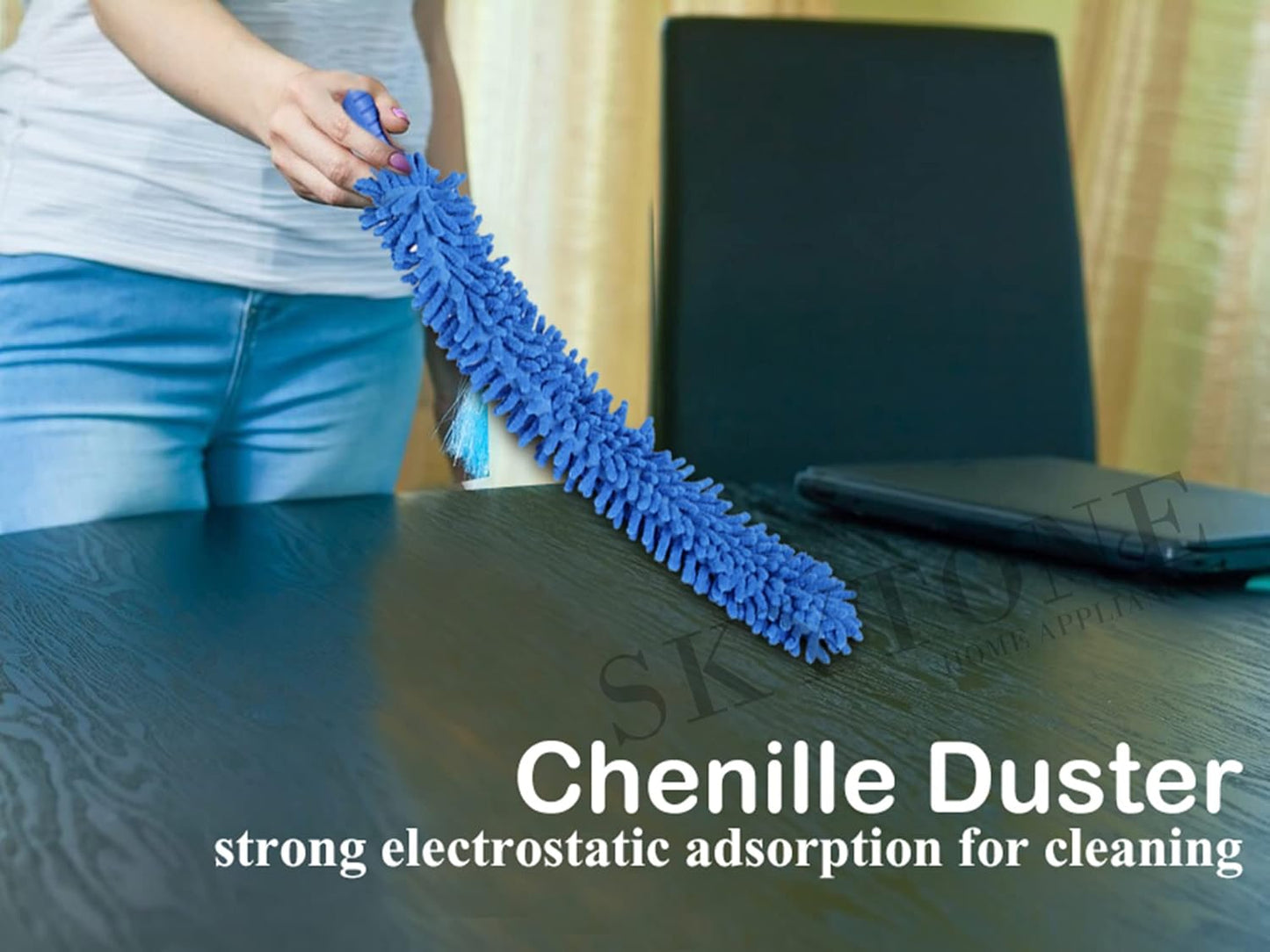 SKYTONE Flexible Fan Cleaning Duster for Multi-Purpose Cleaning of Home, Kitchen, Car, Office with Long Rod