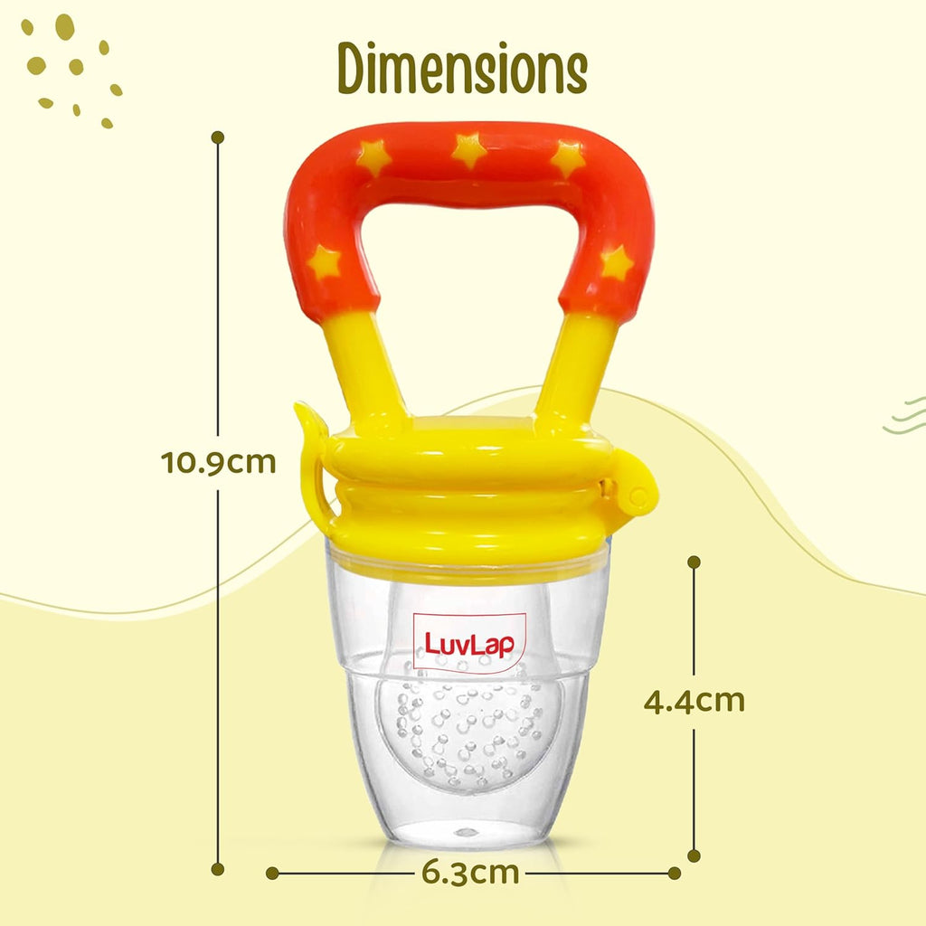 LuvLap Silicone Food/Fruit Nibbler with Extra Mesh, Soft Pacifier/Feeder, Teether for Infant Baby, Infant, Joystar Yellow, BPA Free
