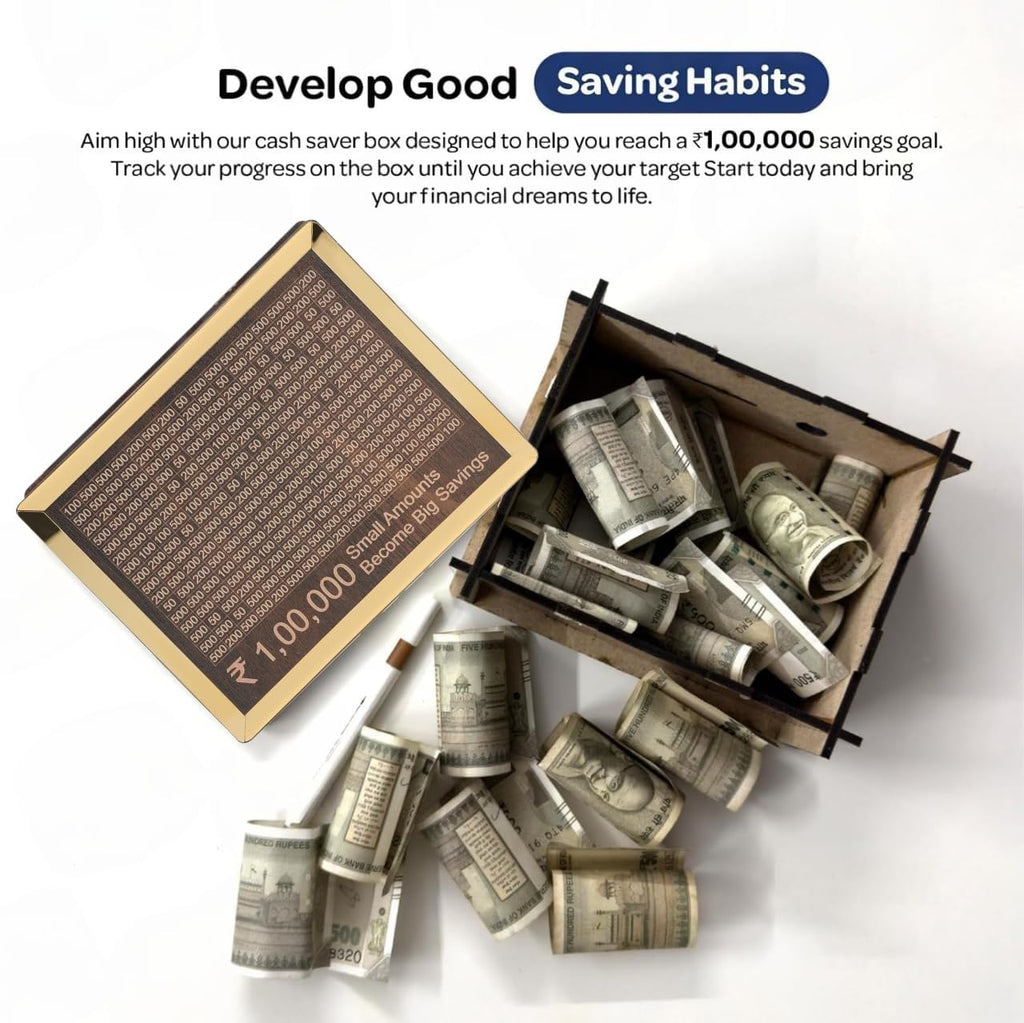 JELVI Wooden Piggy Bank for Kids & Adults, Coin Box with Carved Design,Savings Box,Money Bank Mini Bank,Donation Box,Smart Money Box,Wooden Coin Box, Money Saver, Money Bank Piggy Bank with Numbers