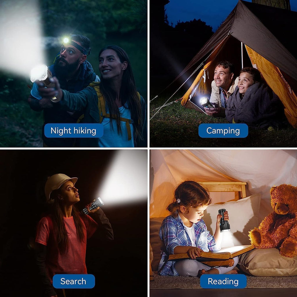 Ld03 USB Rechargeable LED Flashlight – 4-Core High-Power Torch, Compact Pocket Light with Long-Range Beam, Mini Battery Operated Emergency Flashlight for Camping & Outdoor Use – Black