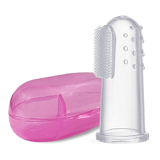 LuvLap Baby Silicone Finger ToothBrush with case for Easy Cleaning, Massaging, and Soothing Gums, Oral Hygiene