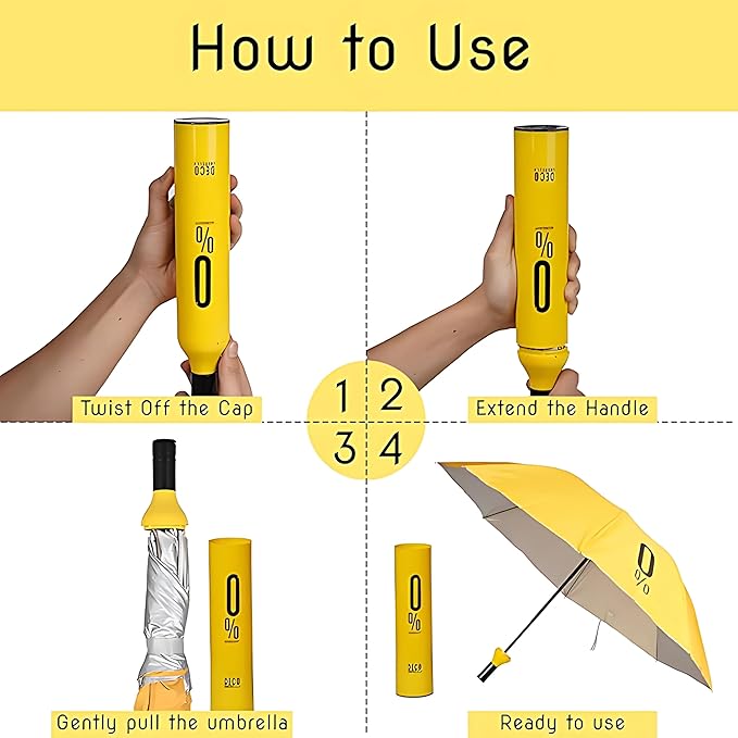 Mini Wine Bottle Umbrella Portable Folding UV Proof Compact Lightweight Travel Umbrella for Women, Men and Kids Unique Wine Bottle Shape (Random Color, Pack of 1) Limited Stock