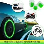 9UP® Radium Valve Cap for Vehicles - 12Pcs | Car Tyre Rim Air Caps Cover | Universal Radium Caps for Car, Truck, Motorcycles, Bike (Pack of 12, Colour – Green)