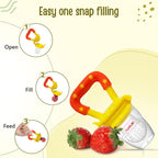 LuvLap Silicone Food/Fruit Nibbler with Extra Mesh, Soft Pacifier/Feeder, Teether for Infant Baby, Infant, Joystar Yellow, BPA Free