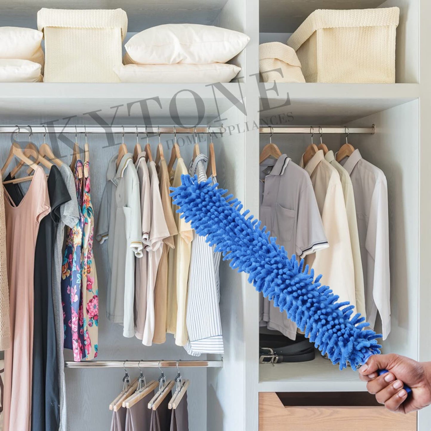SKYTONE Flexible Fan Cleaning Duster for Multi-Purpose Cleaning of Home, Kitchen, Car, Office with Long Rod