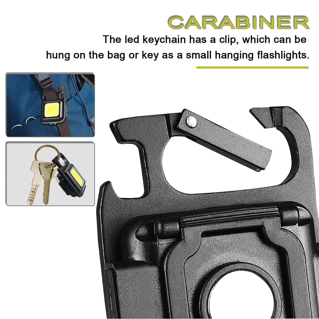 Keychain Mini Cob Flashlight, Super Bright (Max 500 Lumens) Rechargeable Emergency Light, 4 Modes Portable Pocket Light with Folding Bracket Bottle Opener for Fishing, Camping, Walking