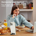 KolorFish Ultra Thin Mobile Phone Holder, Adjustable Angle Mini Alloy Kickstand Portable Phone Stand Foldable Horizontal/Vertical Desk Stand Holder