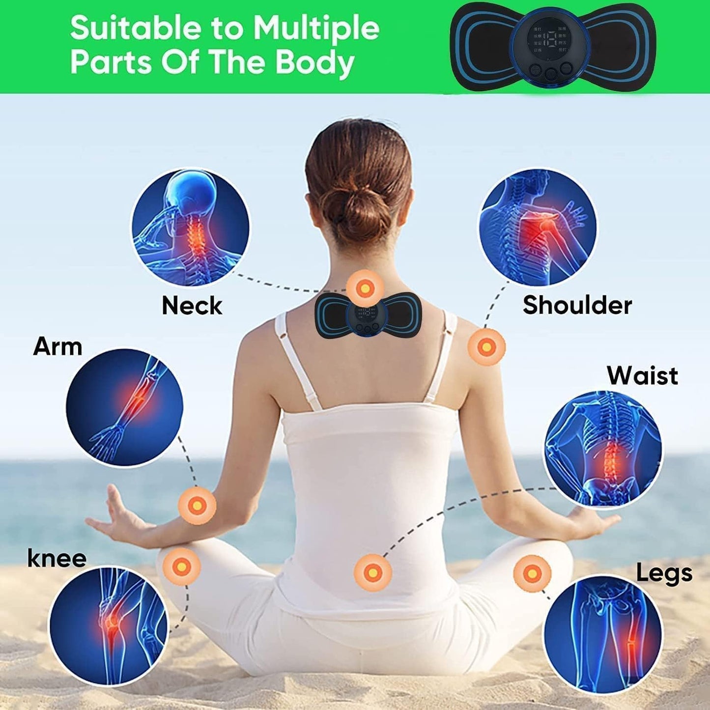 ROTONIVA (Combo) Foot Massager Pain Relief Wireless Electric EMS Massage Machine,Rechargeable Portable Folding Automatic with 8 Mode19 Intensity for Legs,Body,Hand Therapy New Model-2025 (NAVY BLUE)