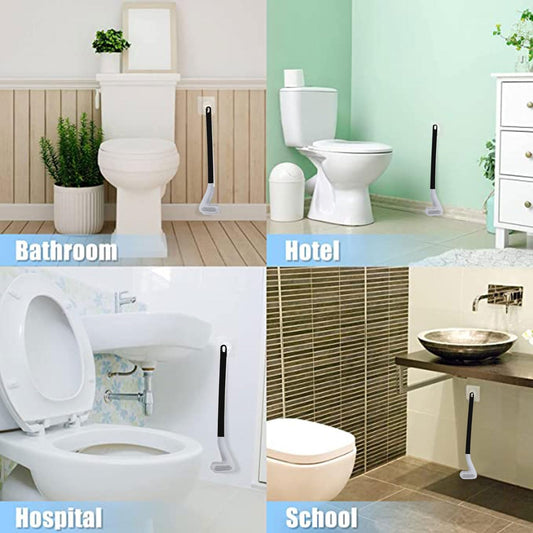 Pivalo Golf Shape Silicone Toilet Brush with Self-Adhesive Wall Hook Holder Anti-drip Non-Slip Long Handle Quick & Easy Cleaning Bathroom Cleaner Set for Western & Indian Toilets (Pack of 1