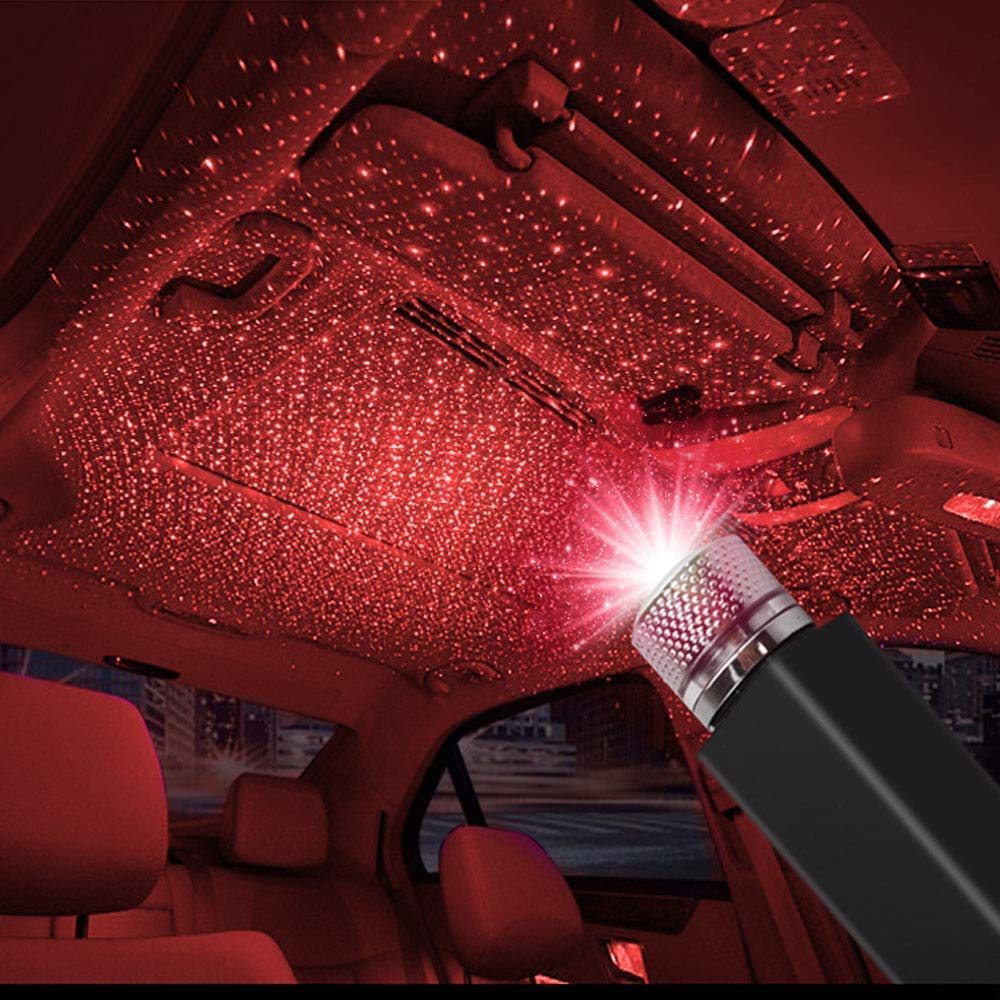 Ruslaan Freely Portable USB Car Interior Star Projector Night Light - Atmospheres Decoration for Cars, Trucks Office and Home Lights Romantic LED Ceiling Light, Adjustable Multiple Modes(Pack of 1)