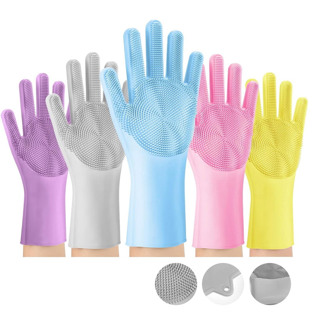 Aim Emporium Silicone Dish Washing Gloves, Silicon Cleaning Gloves, Silicon Hand Gloves for Kitchen Dishwashing and Pet Grooming, Great for Washing Dish, Car, Bathroom.
