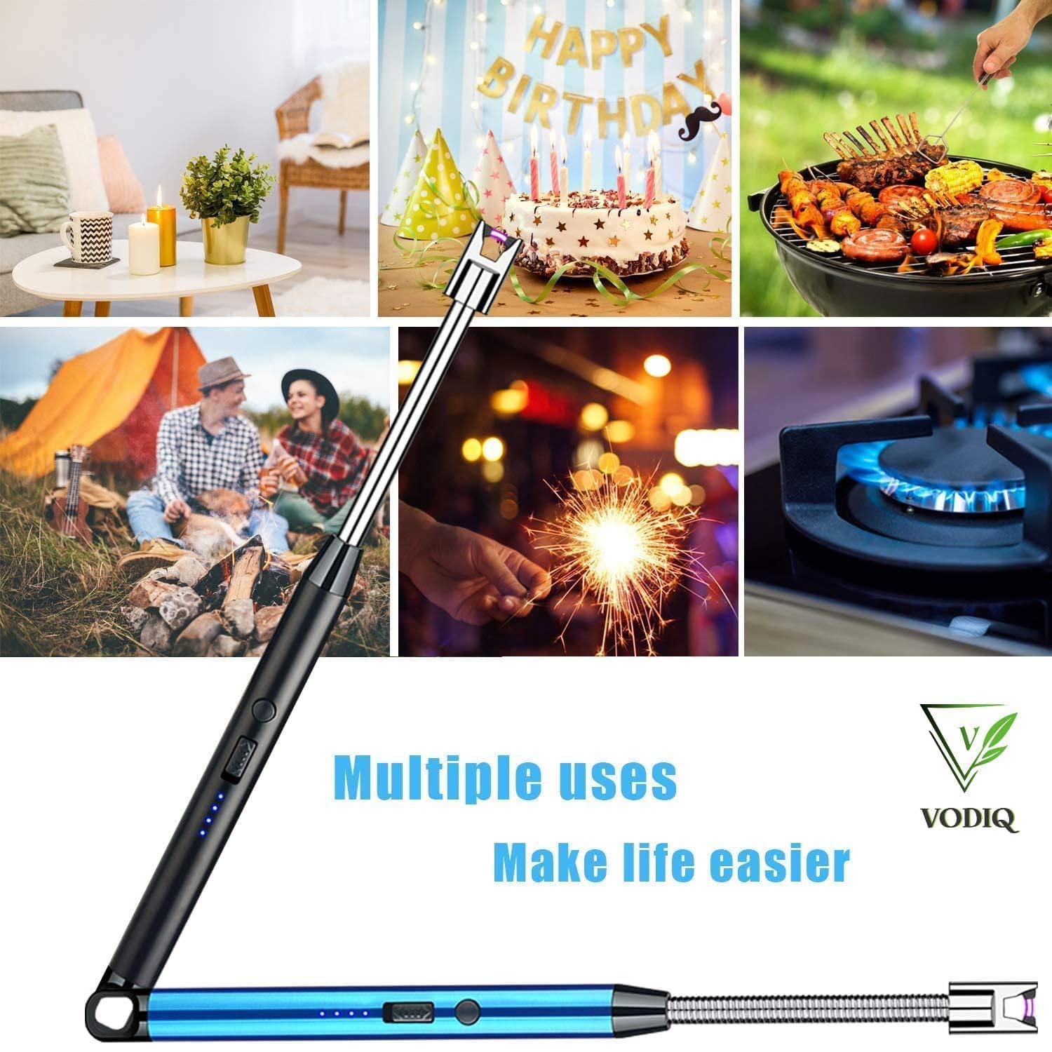 McFarlane Electric Rechargeable Plasma Gas Lighter for Kitchen, Lighter for Gas Stove, Candles, Pooja, C-Type USB, Kitchen Tools, Multi Purpose -360° Flexible & Windproof (May Vary)