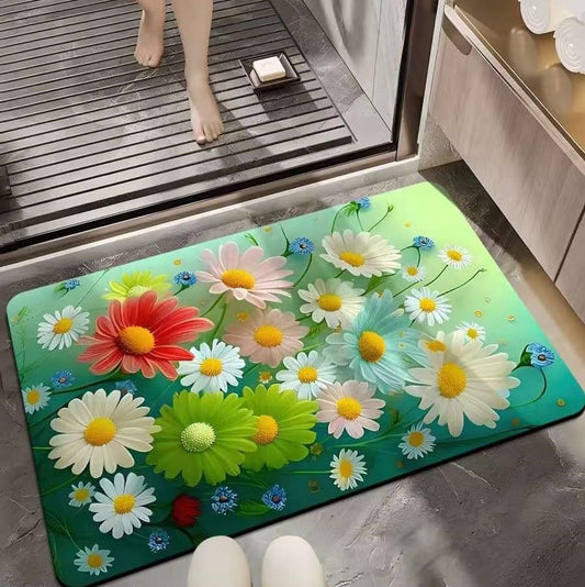 VHKD Rubber Water Absorbent Mats For Bathroom Door Mat Anti Slip Skid Bath Mat (Design 6), Rectangular, Multicolor