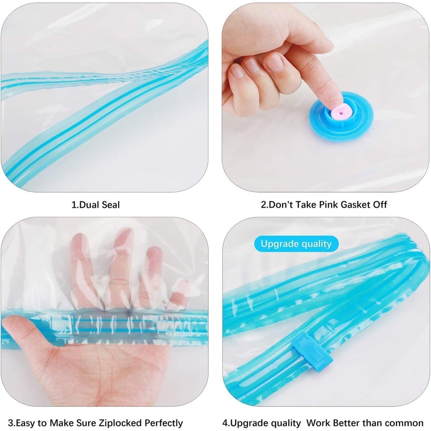 Vacuum Storage Bags for Clothes with Hand Pump – 5-Pack Space Saver Bags for Travel & Home – Self-Compression Organizer for Blankets, Comforters, Jackets & Sweaters (Vacuum Storage Bags)