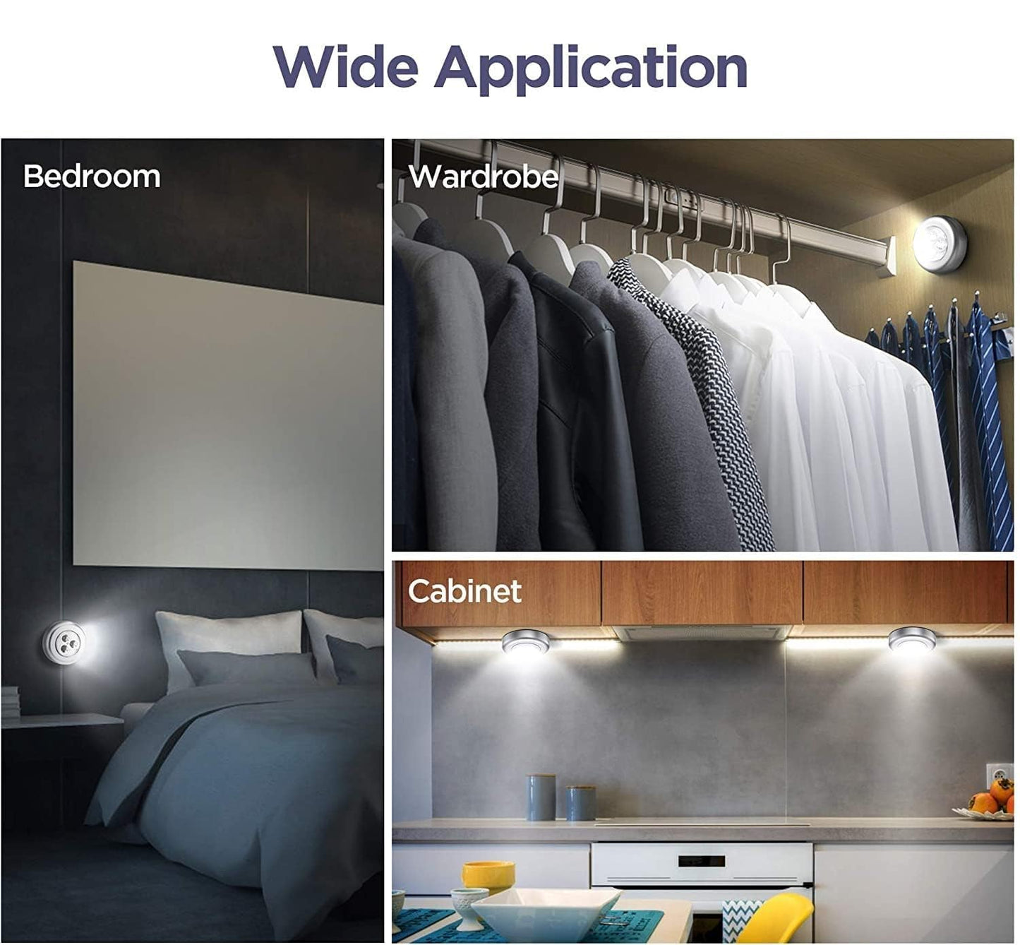NIKZOL LED Battery-Powered Wireless Touch Lamp – Stick-On Push Light for Closets, Cabinets, Utility Rooms, and More, Cordless Plastic Night Light (Batteries Not Included)__1PCS