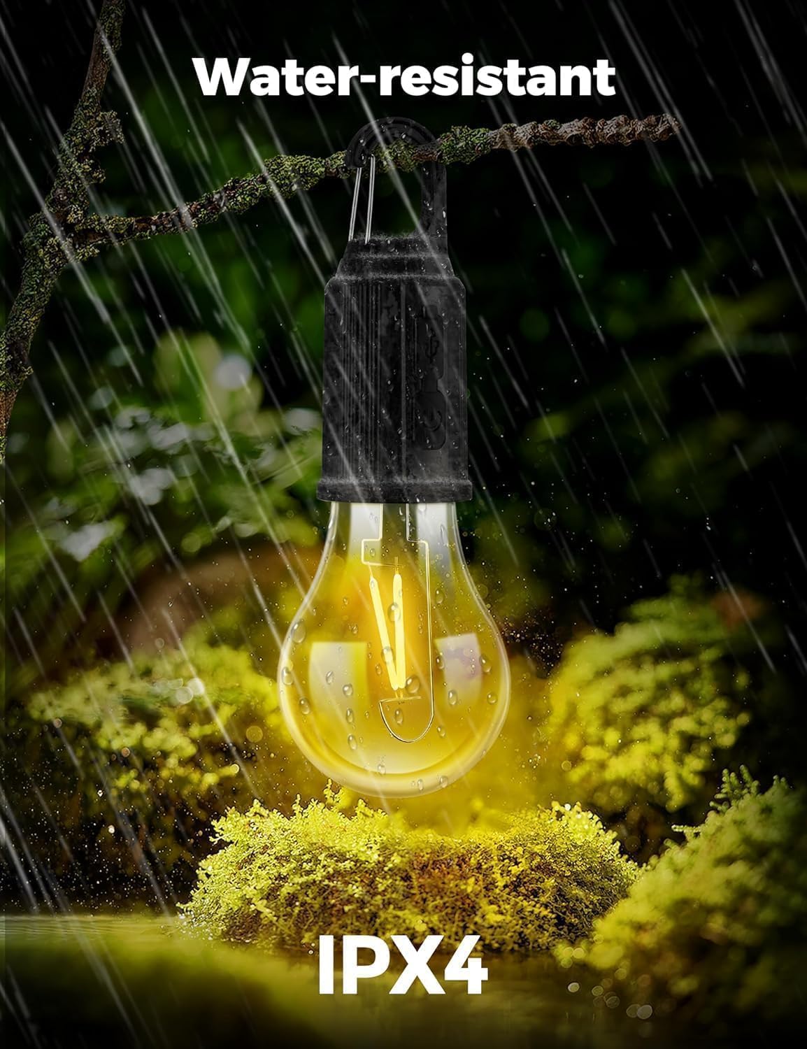 MUREN® LED Hanging Lantern Light, USB Rechargeable Camp Light, Vintage Edison Bulb Design, Outdoor and Indoor-Waterproof-Pack of 1