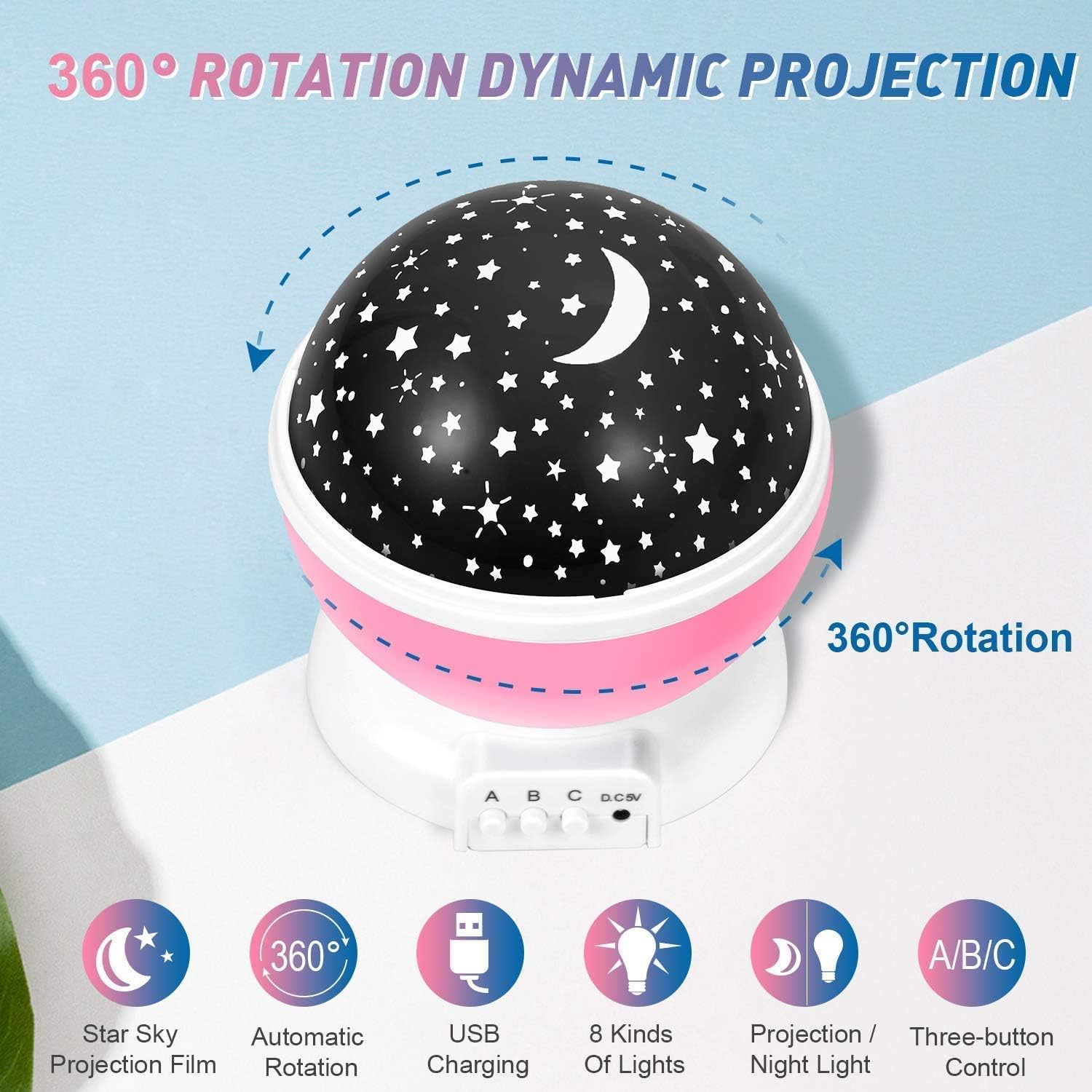 Toy Imagine Plastic Star Master Galaxy Night Projector Lamp 360° Rotating Led Starry Light with Moon, Ocean Wave & Astronaut Effects Battery Operated for Bedroom Décor Gift for All Multicolor