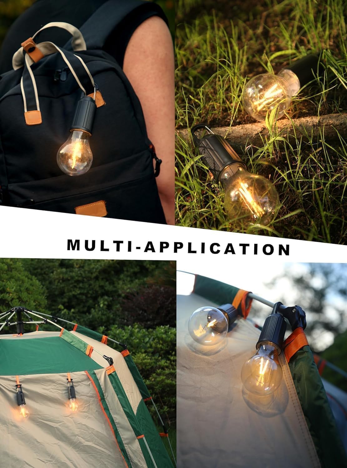 MUREN® LED Hanging Lantern Light, USB Rechargeable Camp Light, Vintage Edison Bulb Design, Outdoor and Indoor-Waterproof-Pack of 1